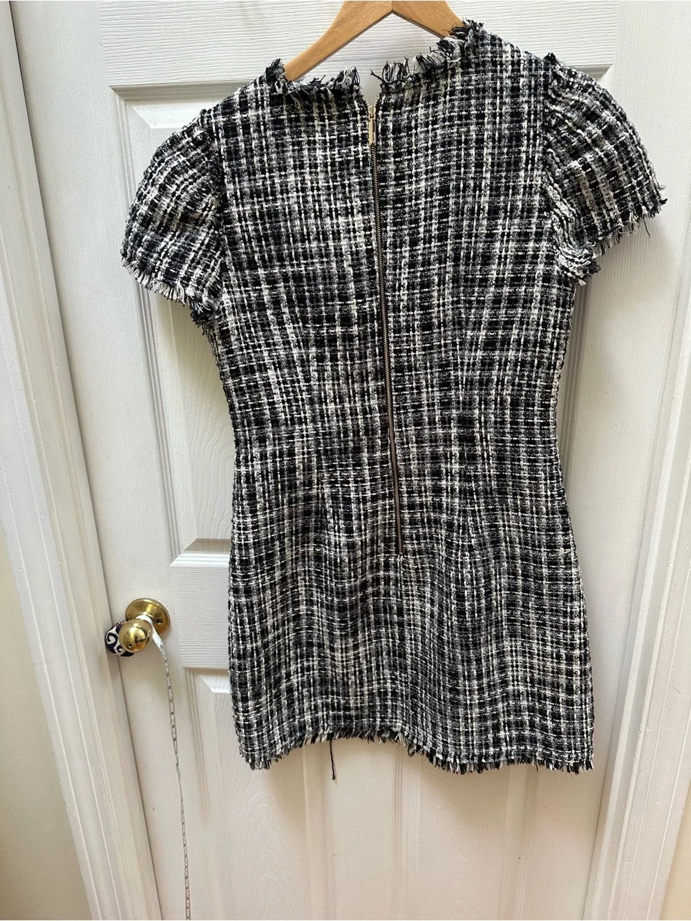 Kate Spade Black & White Tweed Shift Dress short sleeve 8 work